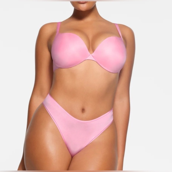 SKIMS 🩷🩷 Bubble Gum Ultimate Collection Push Up Plunge Bra NWT 34B - Picture 2 of 5